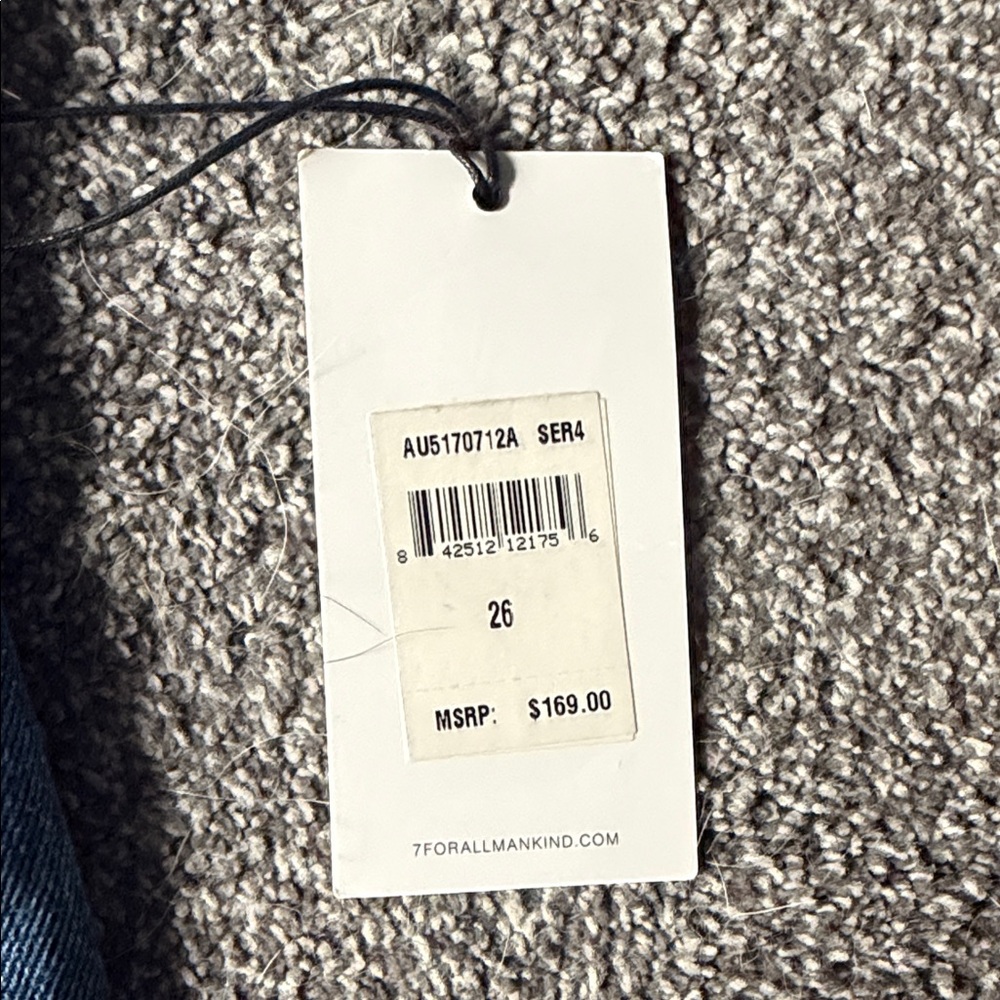7 For All Mankind Blue Distressed Jean Shorts - Picture 3 of 3